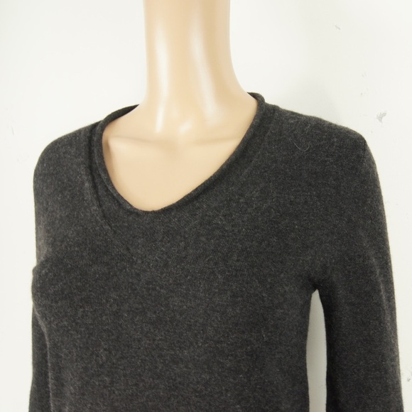 Vintage Chanel Identification Line Dark Grey Cashmere V Neck Pullover Sweater - Picture 5 of 8